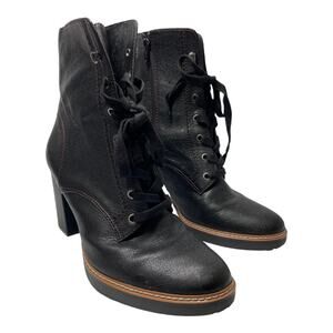 Naturalizer Womens Black Combat Style Boots 11W Callie Leather Bootie 11 Wide